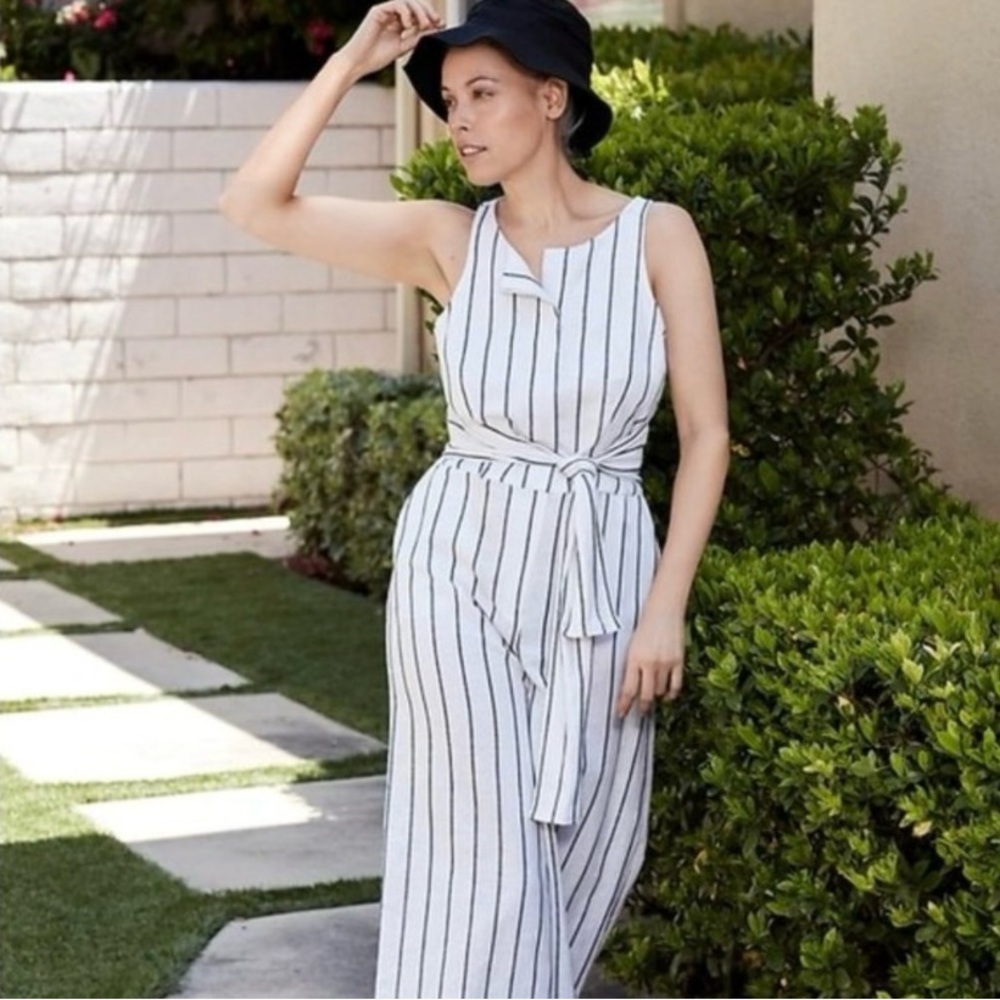 Banana Republic Cropped Jumpsuit Linen Cotton Blend